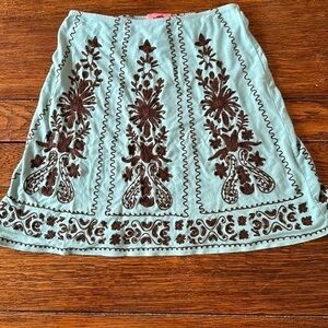 Girls Flowers by Zoe light blue and brown skirt size S
